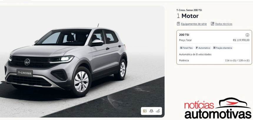 T-Cross 2027 ganha câmbio automático de 8 marchas