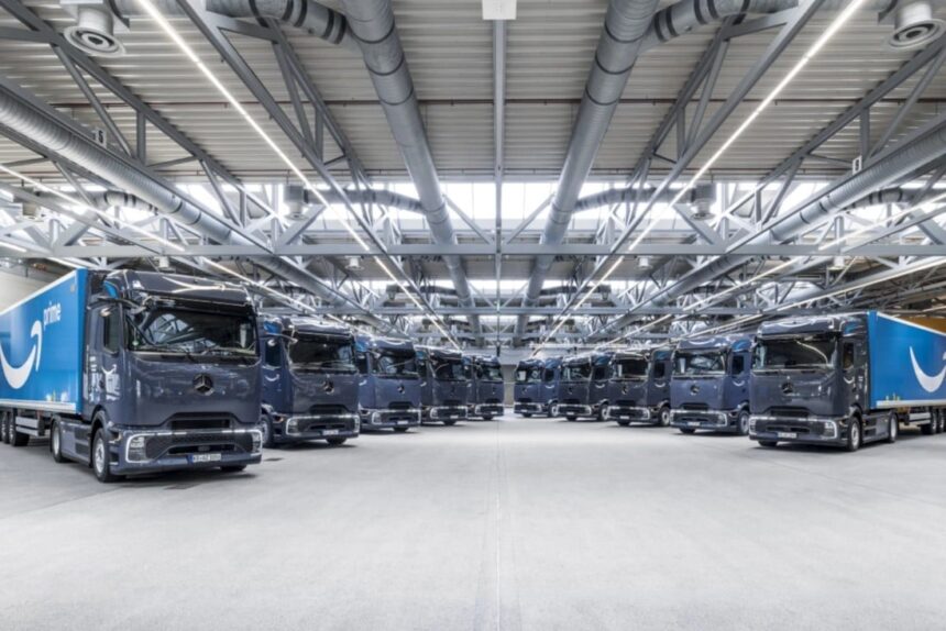 Amazon inicia fase alemã e recebe 27 eActros 600 da Mercedes