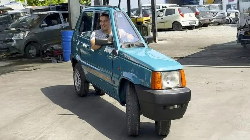 Fiat Panda cortado vira carro dirigível mais estreito e entra para o Guinness